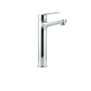 Tall spout single-lever faucet for bathroom sink 